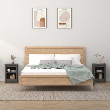 vidaXL Bedside Cabinets 2 pcs Grey 40x35x55 cm Solid Wood Pine (1/5)