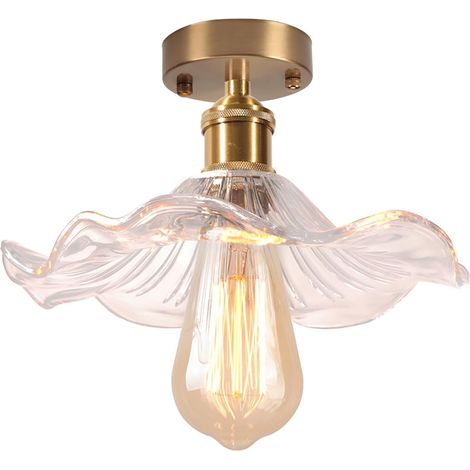 Plafonnier Luminaire en Verre, Créativité Fleur Décoration Lampe de Plafond, E27 Verte Éclairage de Plafond, Suspension Pour Couloir Salle à Manger Chambre (1/5)