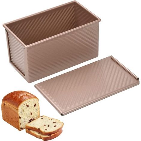 Teglia per pane con coperchio, capacità per cuocere il pane fatto in casa in forno, teglia antiaderente, teglia per pane per sandwich (199 (1/5)