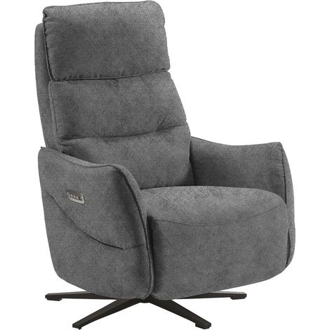 LISBOA - Fauteuil Relax Electrique Tissu Gris Pieds Métal (1/4)