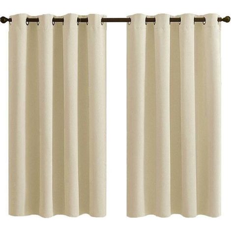Lot de 2 rideaux courts — À œillets, thermique et isolant, couleur taupe uni, rideaux occultants, pour chambre ou salle de bain, 28 x 36 pouces (1/5)