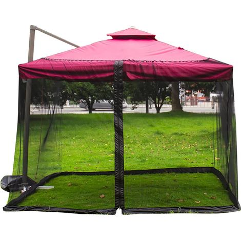 Moustiquaire parasol 3m avec fermeture éclair et carré lesté, réglable, adapté au jardin extérieur (300300230 cm) (1/5)