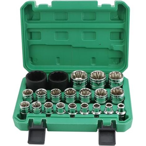 [JAMAIS UTILISÉ] 21 Pièces Jeu de Douilles, 8-36mm Cléà Douille, 1/2" Douilles Cannelées, 12 Pans Douilles (1/5)