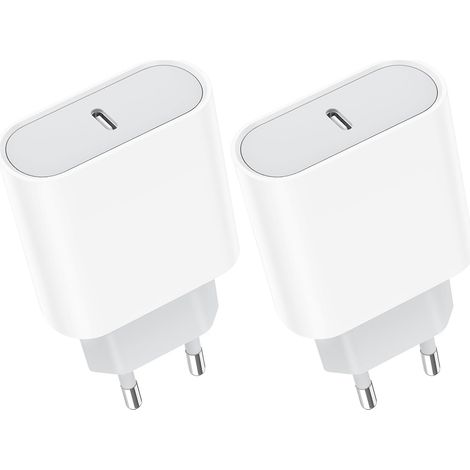 Lntyq Prise USB C, Chargeur Rapide 2-Pack 20W for iPhone 15/14, Galaxy, Pixel, USBC Type C Secteur Mural Alimentation Adaptateur