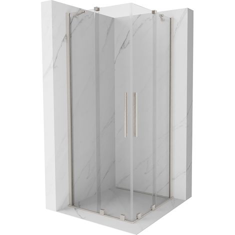 Mexen Velar Duo cabine de douche coulissante 80 x 80 cm, transparent, nickel brossé - 871-080-080-02-97 (1/5)