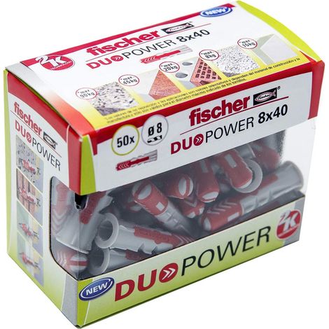 FISCHER Taco DUOPOWER 8x40 DIY 50uds. 536387, Grigio+Rosso