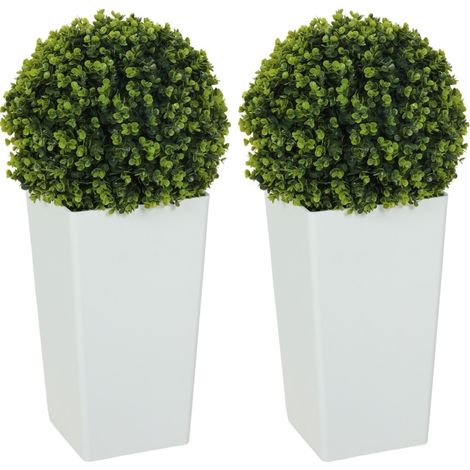 Set di 2 sfere di eucalipto artificiale 65 cm con protezione UV e 330 foglie, vaso verde (1/5)