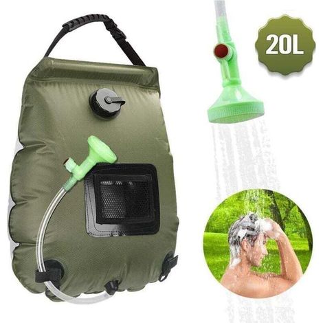Douch Solaire Portable 20L Sac Eau Chauffe Eau Camping Douche Exterieur Piscine Jardin Pliable (1/4)
