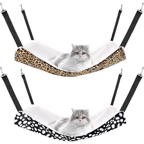 Amaca per animali domestici in 2 pezzi, amaca double-face per gatti, amaca morbida e traspirante per gabbie per animali con spallacci regolabili (1/5)
