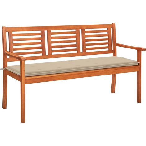Banc de jardin 3 places avec coussin 150cm Bois d'eucalyptus (1/5)
