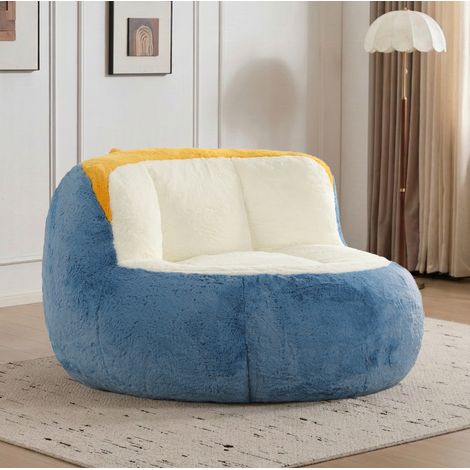 Fauteuil poire XXL en fausse fourrure multicolore avec rembourrage en mousse OKWISH (1/5)