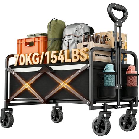 Carrello multiuso, telaio robusto, maniglia regolabile, color kaki (1/2)