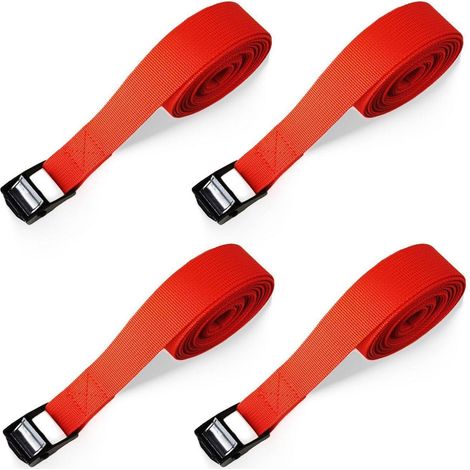 Spanngurte 4 Stück Rot 2cm x 50cm mit Metallschnalle für Ladungssicherung