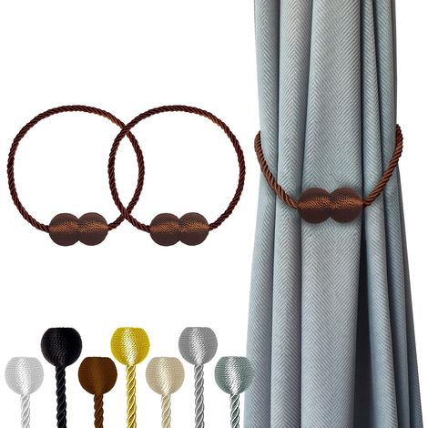 Magnetic Curtain Tiebacks Dark Brown 2pcs, Curtain Tiebacks Buckles Holdbacks Holders Hooks Clip for Home Bedroom Office Decorative Curtain (1/5)