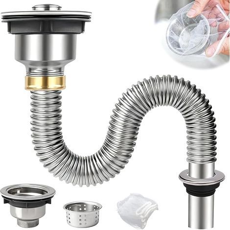 Bonde de Lavabo Siphon Lavabo Kit Siphon Evier Cuisine Evacuation Evier (1/5)