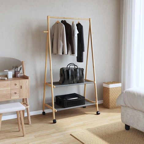 Porte-vêtements et étagères et roulettes 96x45,5x155,5cm bambou CFW377627