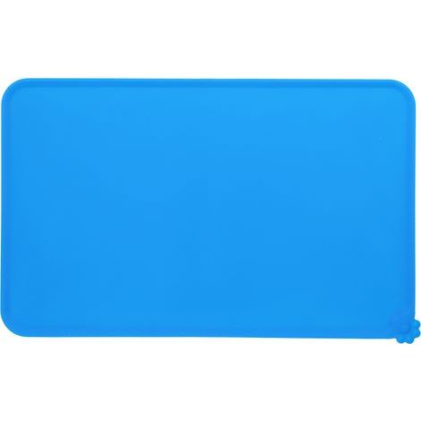 Tapis de repas en silicone antidérapant, étanche et anti-fuite pour chien et chat, bleu, accessoire de gamelle (1/5)