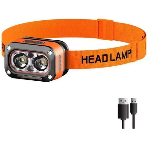 LED rechargeable détecteur phares, extérieur portable mini tête montée lumières avec affichage de quantité électrique. 5 modes adaptés pour courir, camping, famille (1/5)