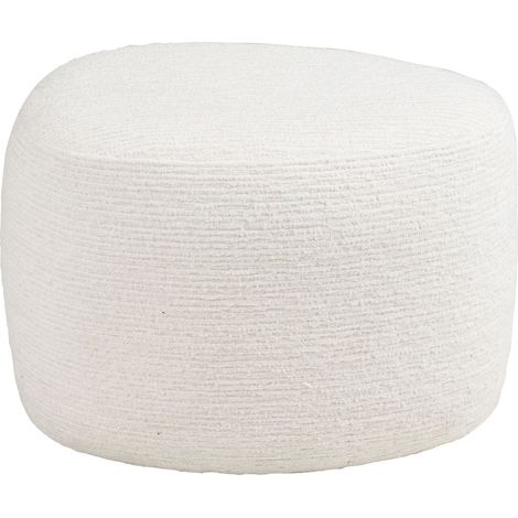 Hilo - Pouf in chenille bianco panna 55x40x39 cm (1/5)