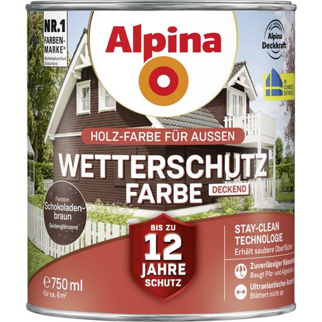 Alpina Wetterschutzfarbe deckend 0,75 L schokoladenbraun Holzschutzfarbe (1/3)