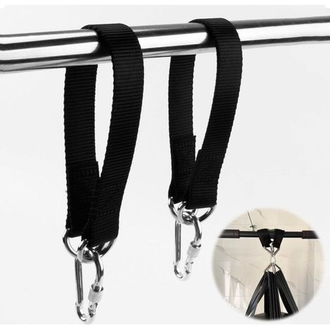 2 Pièces Sangles de Suspension pour hamac,Kit de Suspension pour Hamac et Balançoire, Inclus 2 Mousquetons et 2 Anneaux en D, Sangle hamac, Sangle balancoire Arbre pour Jardin et Intérieur (1/5)