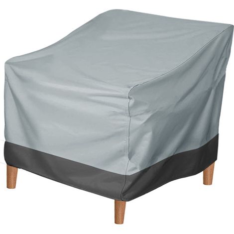 Housse de Chaise de Patio Oxford 190T Imperméable Revêtement Argenté, Taille Universelle avec Sangle Adjustable, 80x85x91.5cm, Gris Noir (1/5)