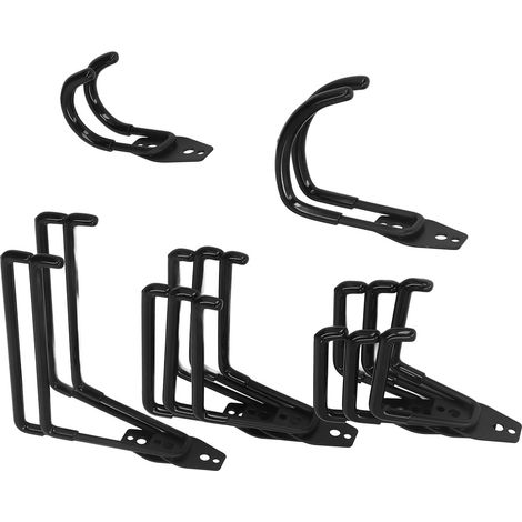 10 Crochets Mural Garage pour Vélo, Support de Rangement Outils, Kit Plafond Jardin (1/5)
