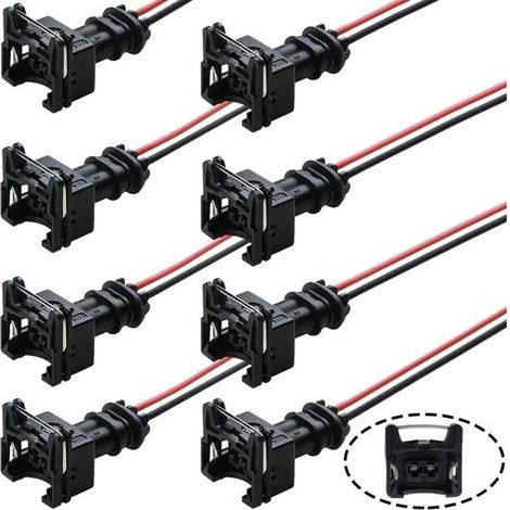Connecteur d'injecteur carburant EV1 – Lot de 8 pigtail OBD1 avec clip de fixation, câblage universel pour moteur essence (1/4)