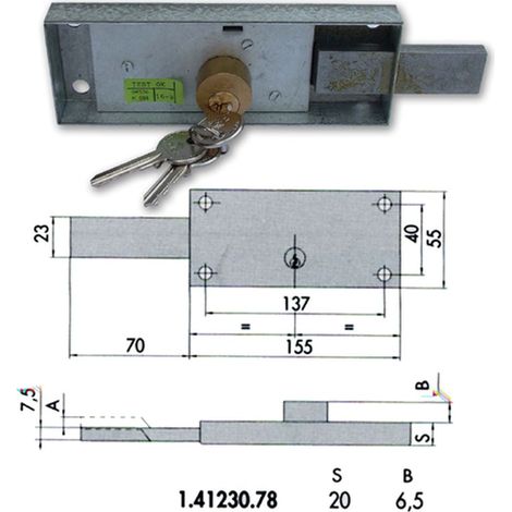 Cisa 41230-78-1 Serratura Serranda Lat Dx