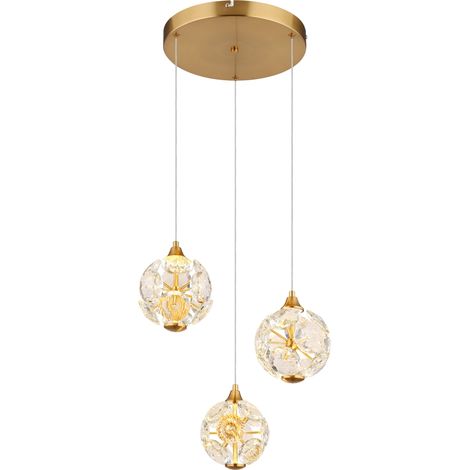 GLOBO Luce A Sospensione Virina Metallo Color Oro Led