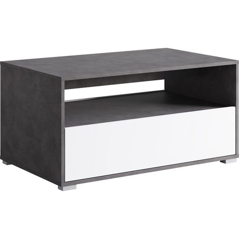 Table basse Sarasota 188, Matera gris + Blanc, 45x55x90cm, Diamètre: 0, Stratifié, Angulaire (1/4)