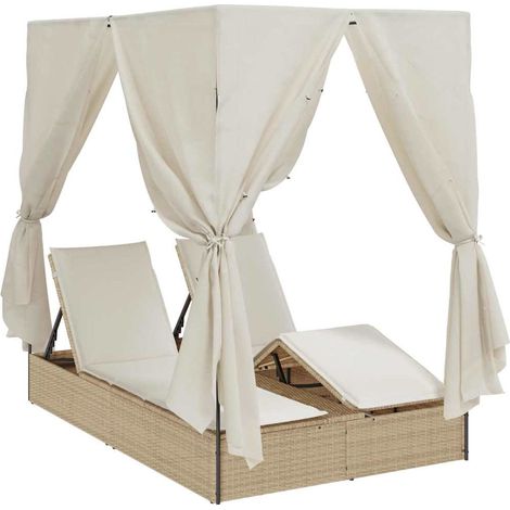Maison Exclusive - Lettino da sole doppio Beige 205 x 129 x 200 cm polyrattan