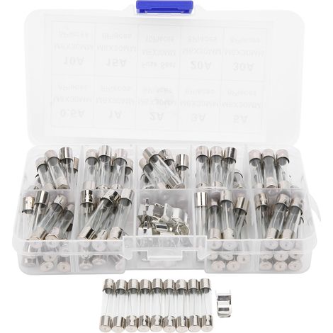 2er-Packung Glasrohrsicherungen M6x30mm 0,5A–30A flinke Sicherungen mit Aufbewahrungsbox (1/5)