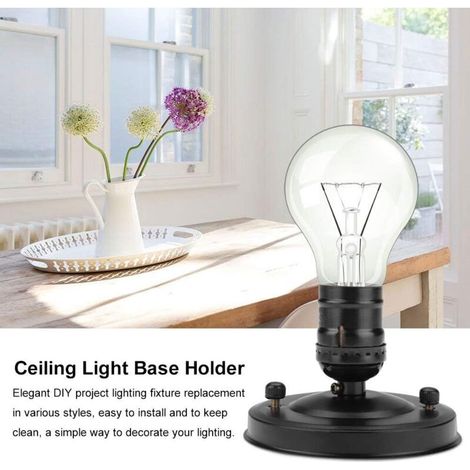 Support de Base Industrielle à Fixation Murale Support de Lampe Luminaire Lustre Plafonnier Douille Pendentif Ampoule pour Maison Cuisine(Noir) (1/5)
