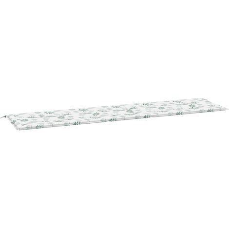 Coussin de banc de jardin motif de feuilles 200x50x4 cm tissu (1/5)