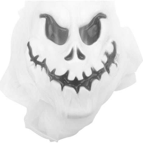 Squelette suspendu 3,3 x 2 m décoration Halloween crâne effrayant accroche-porte fête ornement blanc fantôme (1/5)