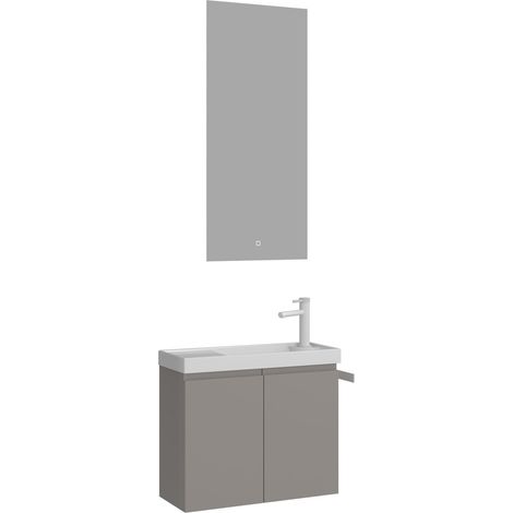 Waschtisch-Set mit Spiegel (2-teilig) "Ferla 60" – 60 x 22 x 50 cm – Matt Mink (1/3)