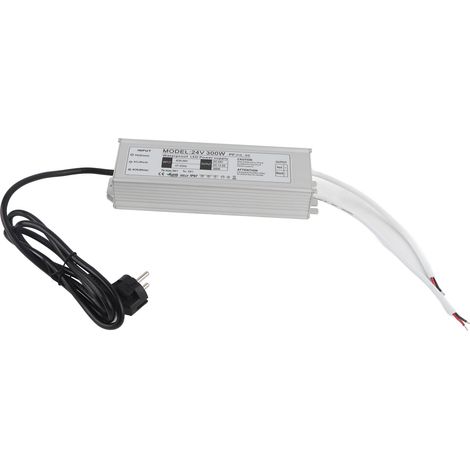 Alimentation LED étanche IP67 à tension constante, transformateur adaptateur 300 W, prise AC100-265 VEU, sortie 24 V 0-12,5 A