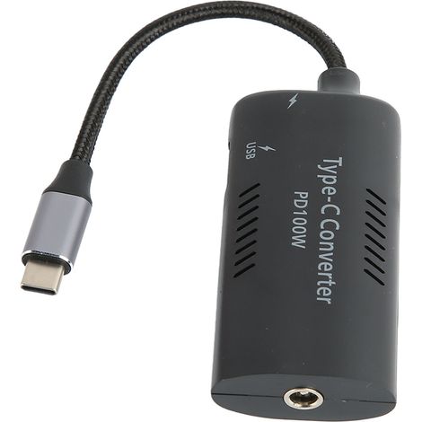 Adaptateur secteur PC portable DC vers Type C PD3.0 charge rapide 100W ABS nylon tressé femelle DC5521/5525 vers USB-C (1/5)