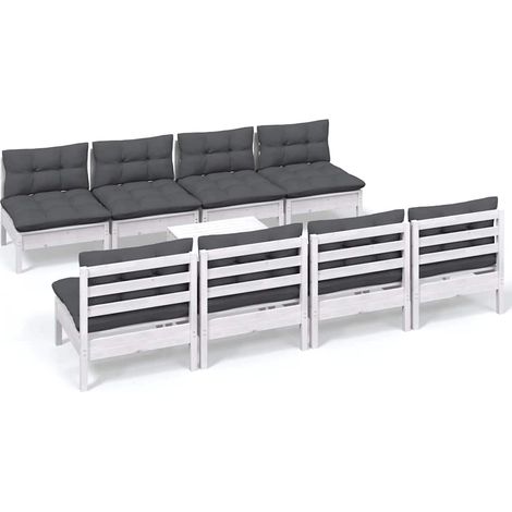 Maison Exclusive - Set Salotto Giardino con Cuscini 9 pz in Legno Massello di Pino (1/5)