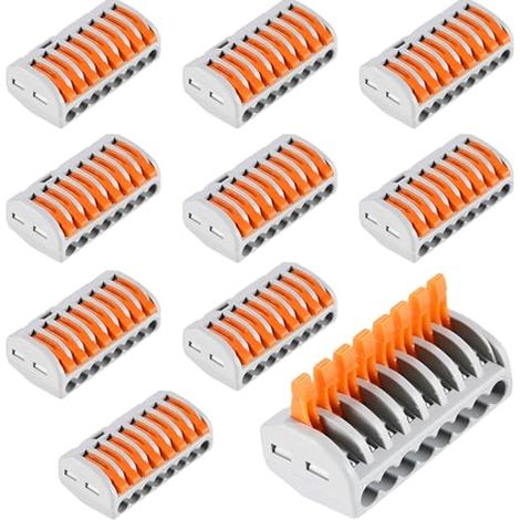 Connecteur Électrique Rapide à 10 Pièces, Bornes Conductrices en Cuivre Épaissi, Câblage Parallèle 8 Trous, Domino Ignifuge PA/PC - (1/5)