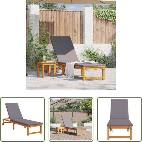 Akazienholz - Sonnenliege Braun 202 x 53 x 89 cm Massivholz Akazie (1/5)