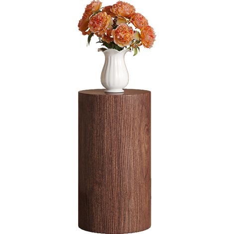 Table basse ronde en MDF bois foncé, petit meuble d’appoint minimaliste, diamètre 30 cm, H 55 cm, style élégant pour salon, bureau ou hôtel – CHICFURN (1/5)