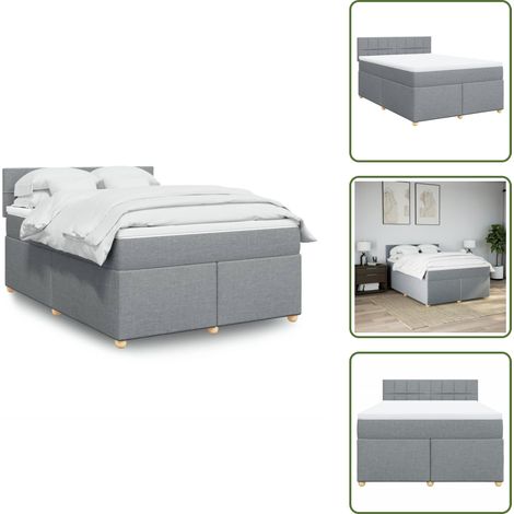 Sommier à lattes de lit avec matelas Gris clair 140x190cm Tissu - Sommier À Lattes De Lit - Sommiers À Lattes De Lit - Lit - Meuble De Chambre À Coucher (1/5)