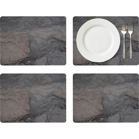 Lot de 4 Sets de Table en MDF avec Dos en liège Motif Ardoise Multicolore 40,1 x 29,8 cm (1/5)