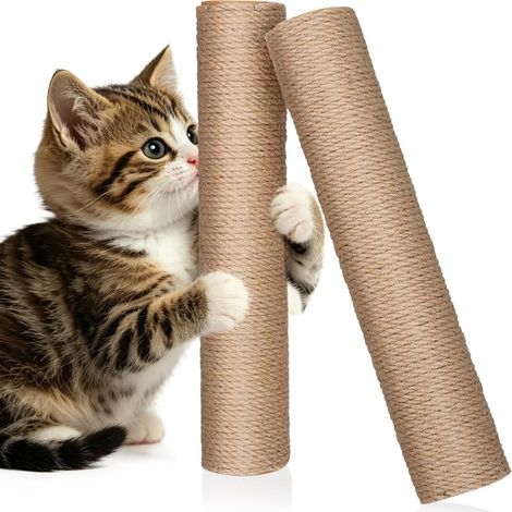 Lot de 2 Poteaux de Rechange en Sisal 30 Cm pour Griffoir à Chat Vertical DIY Accessoires pour Arbre à Chat Intérieur Robustes et Faciles à Remplacer Intérieur (1/5)