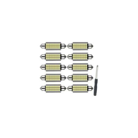 Convient pour 10 ampoules d'éclairage intérieur automobile LED de 41 mm - Ampoules d'habitacle LED avec dissipateur thermique arrière, lampes de lecture intérieures plug-and-play, blanches. (1/2)