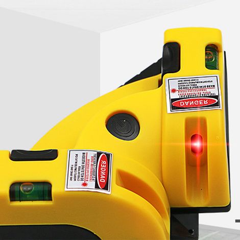 Niveau laser à angle droit avec boîtier plastique intégré, infrarouge, ligne horizontale/verticale, pour carrelage, jaune. (1/2)