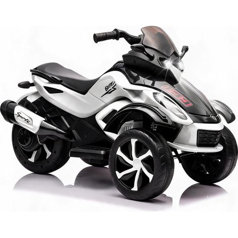 Quad Eléctrico Infantil 12V, Coche Eléctrico Niños con Música y Luces LED, Motores Dobles 45W, Velocidad 6.4km/h, para Niños de 3 a 8 Años, Blanco (1/5)