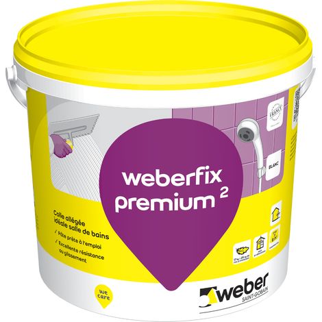 Weber Saint-Gobain Colle pour carrelage 17kg, Blanc, en pâte pour murs intérieur et extérieur prête à l'emploi, spéciale salle de bain, Weberfix premium